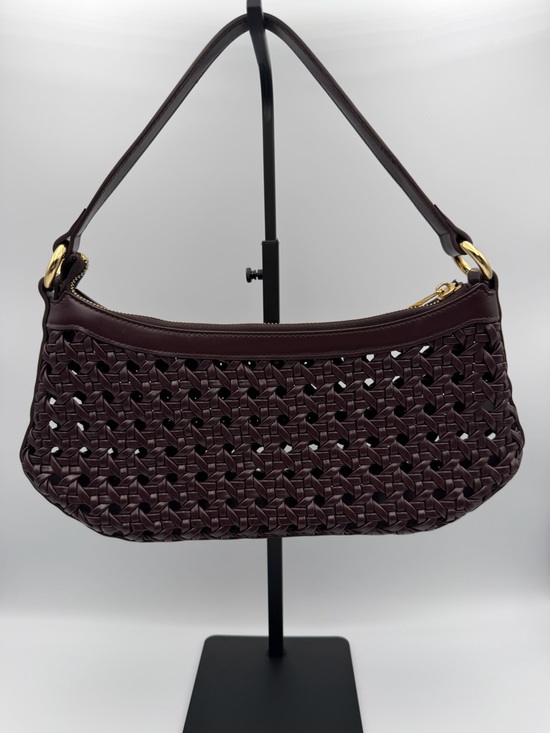 JW PEI Lily Faux Bamboo Woven Shoulder Bag Brown Vegan Leather Crossbody - Picture 2 of 7